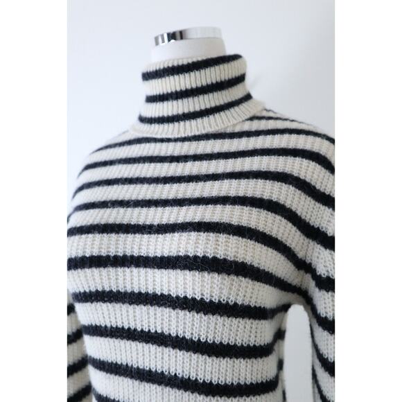 IRO Size S Seely Alpaca Wool Knit Turtle Neck Sweater Black White Stripes - Picture 5 of 15